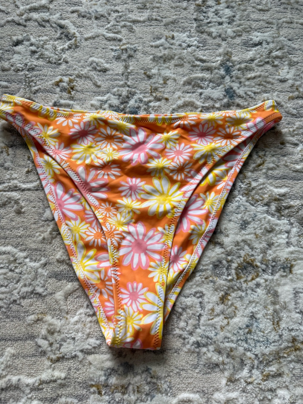 Women’s  Orange Floral Daisy Bikini high wasted Bottom